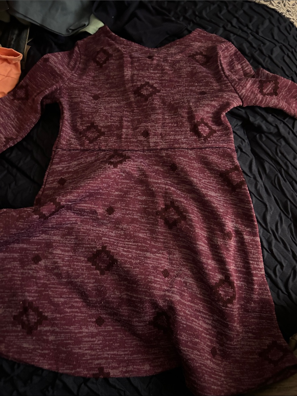 wonder nation Maroon Patterned Long Sleeve Knit Dress